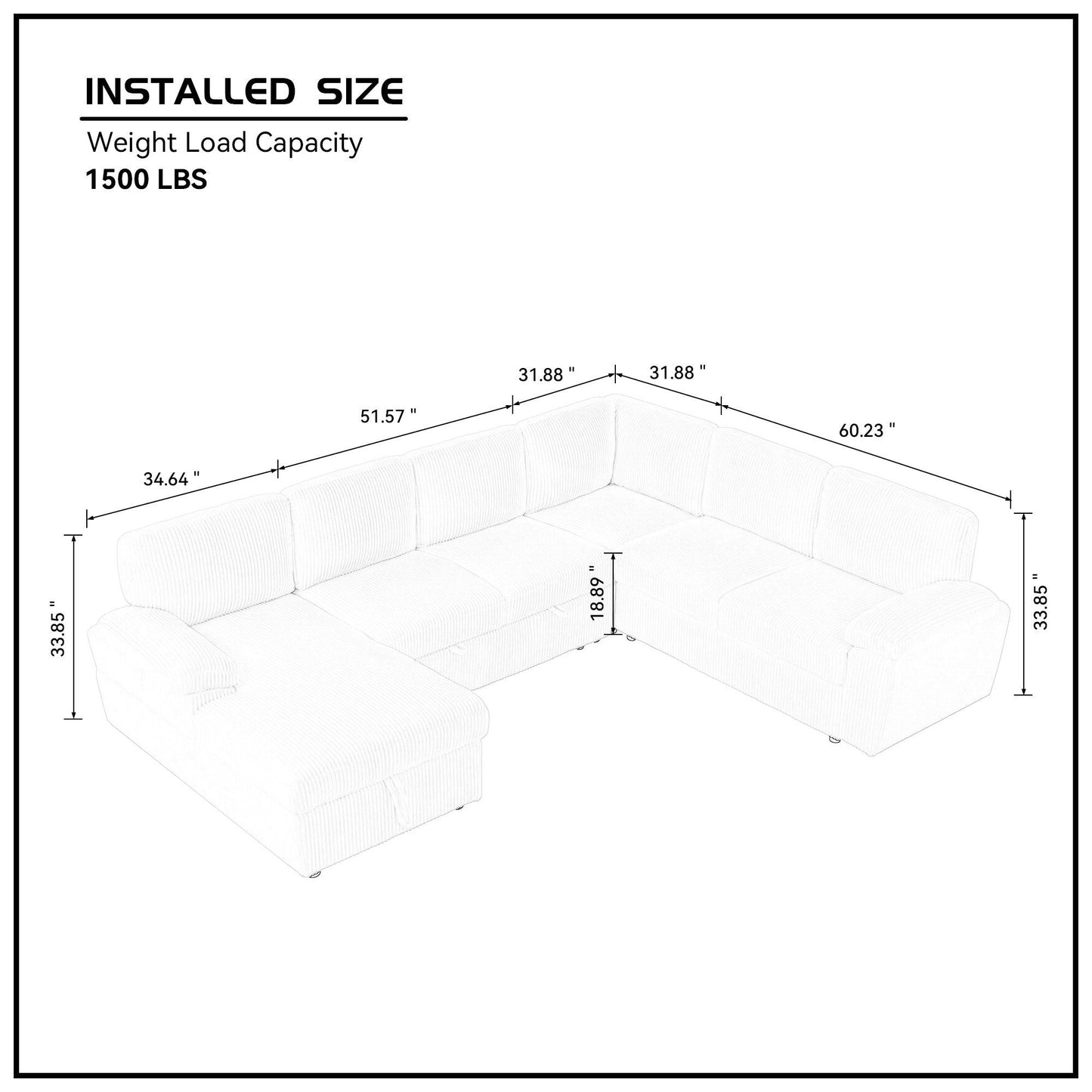 Oversized Modular Storage Sectional Sofa Couch for Home