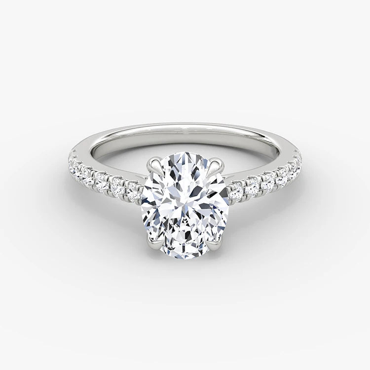 IGI Certified 14K White Gold VS D 2CT Oval Lab Grown Diamond Wedding Ring