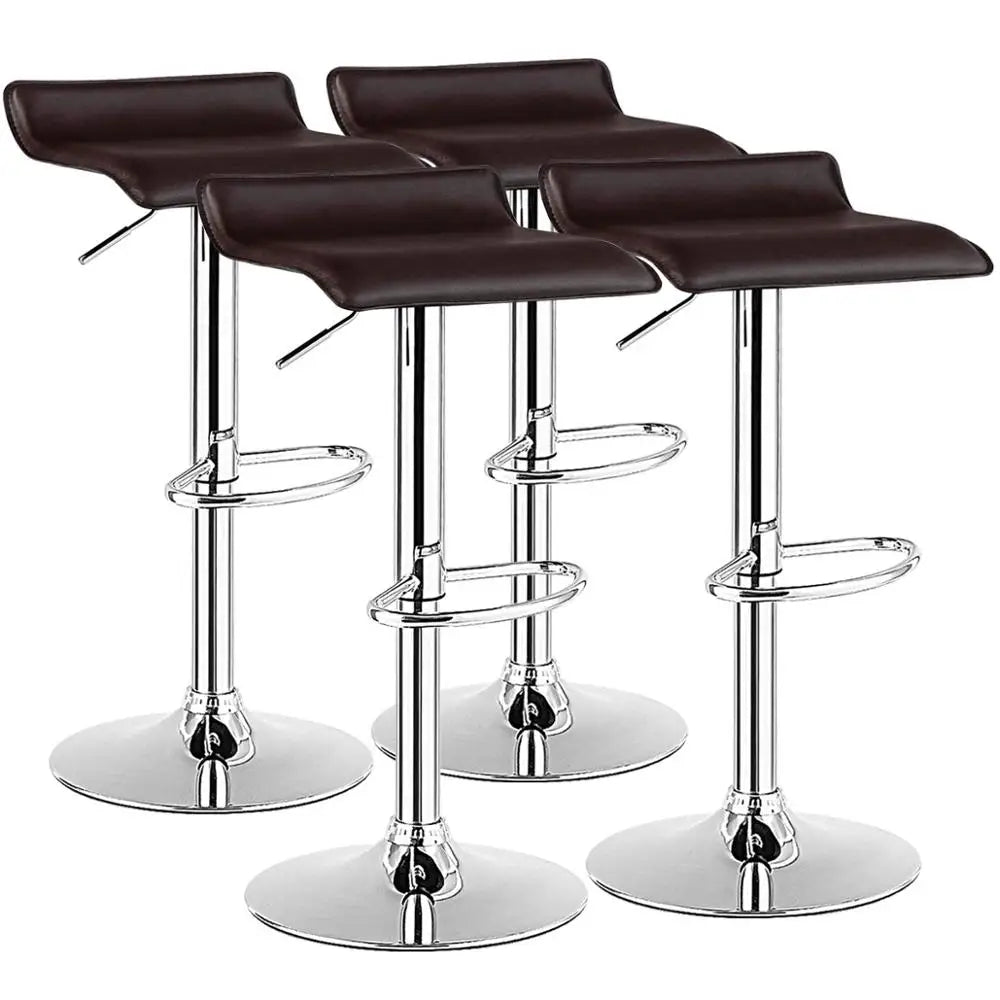 Set of 4 Swivel Bar Stool PU Leather Adjustable Kitchen Counter Chair